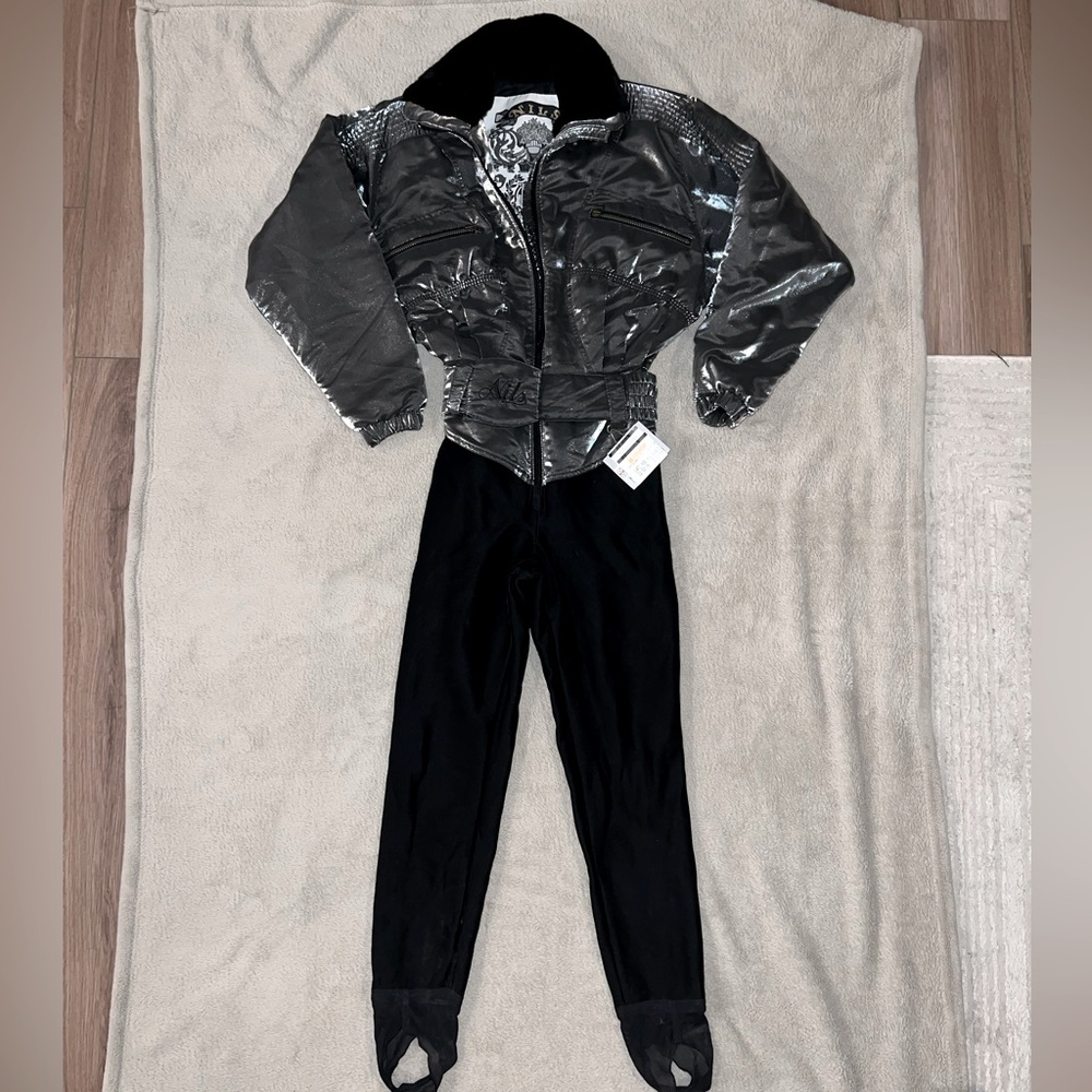 NILS Metallic Silver Snow Suit Vintage Size 8